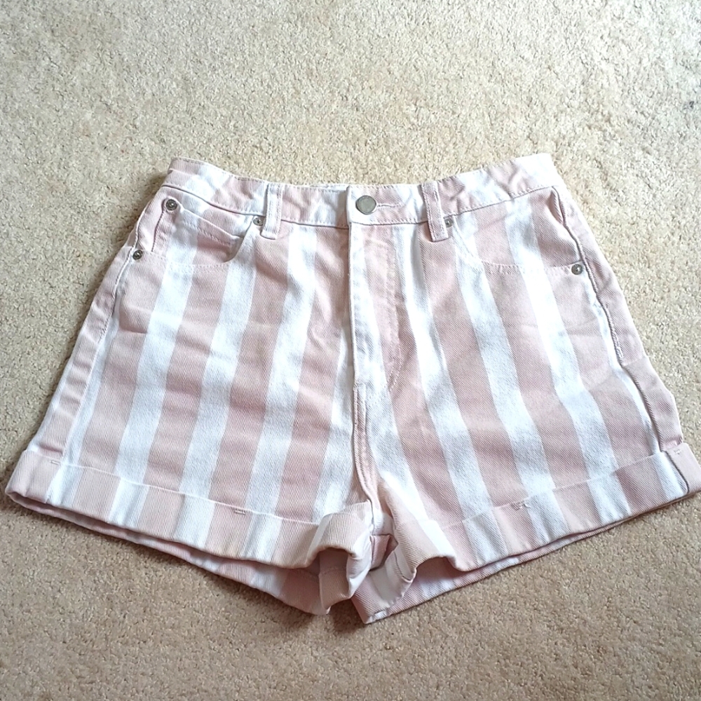 Volcom High Rise Striped Shorts
